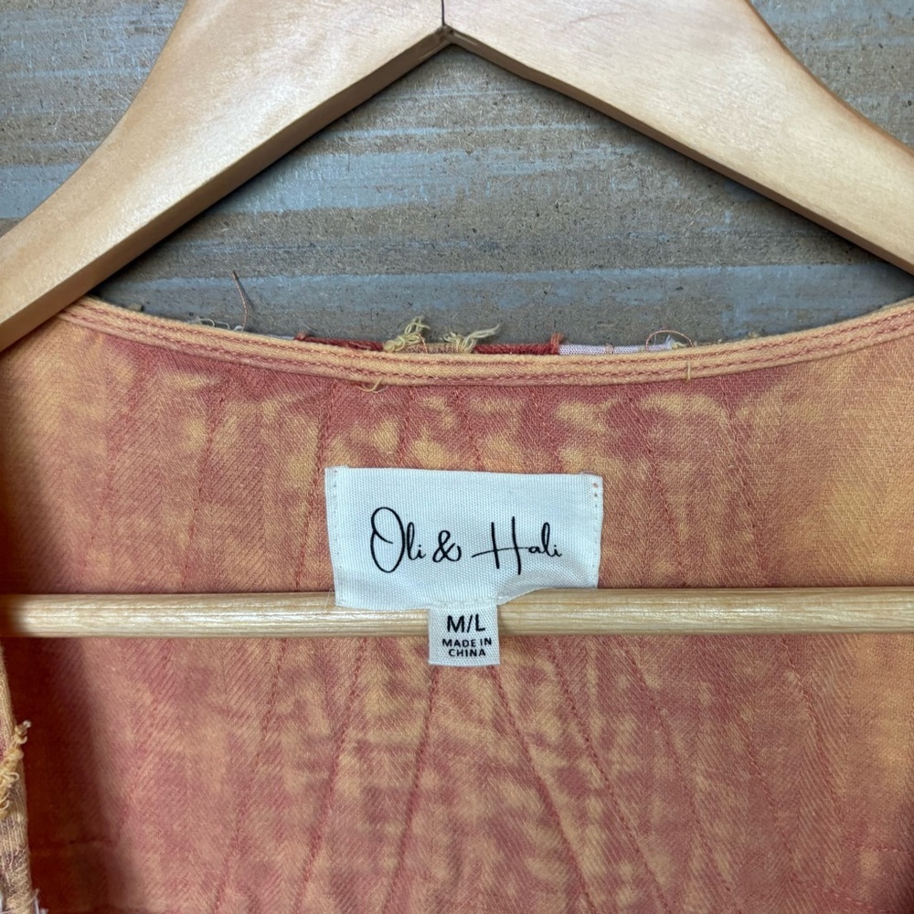 Oli & Hali Washed Star Patchwork Duster Jacket Western Oversized Artsy Womens L - Picture 3 of 6